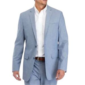 WinterSilks Light Blue Silk Sport Coat Size Large Long Three Button Silk Blazer